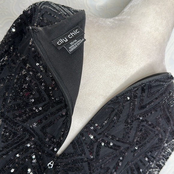City Chic Black Glitter Dress - Picture 7 of 14